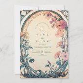 Save The Date Mariage Rust Blue Bloom (Devant)