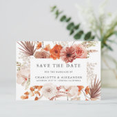 Save The Date Mariage Rust Orange Terracotta Floral Palmetto (Debout devant)