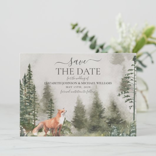 Save The Date Mariage Rustic Mountain Forest Enregistrer La Date (Debout devant)