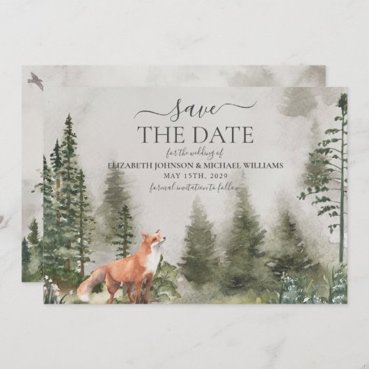 Save The Date Mariage Rustic Mountain Forest Enregistrer La Date (Devant / Derrière)