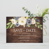 Save The Date Mariage Rustic Navy & White Watercolor (Debout devant)