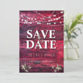 Save The Date Mariage Rustique à cordes de bois rouge (Debout devant)