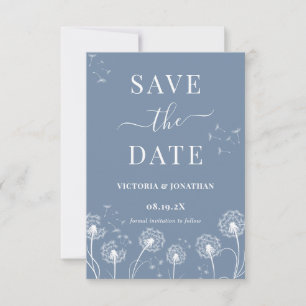 Save The Date Mariage rustique à fleur sauvage bleu poussiéreux