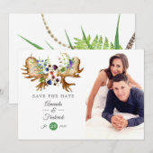 Save The Date Mariage rustique à l'aquarelle en forêt (Devant / Derrière)