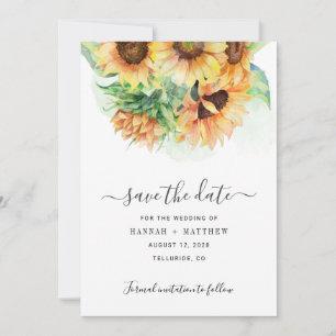 Save The Date Mariage rustique au blush aquarelle tournesol