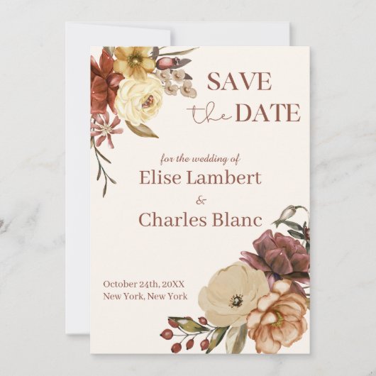 Save The Date Mariage rustique Automne Simple (Devant)