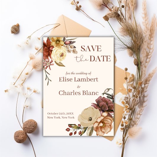 Save The Date Mariage rustique Automne Simple