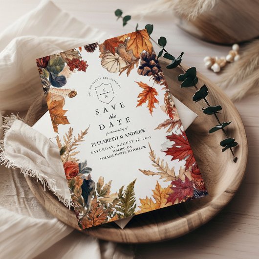 Save The Date Mariage Rustique aux Feuilles d'Automne