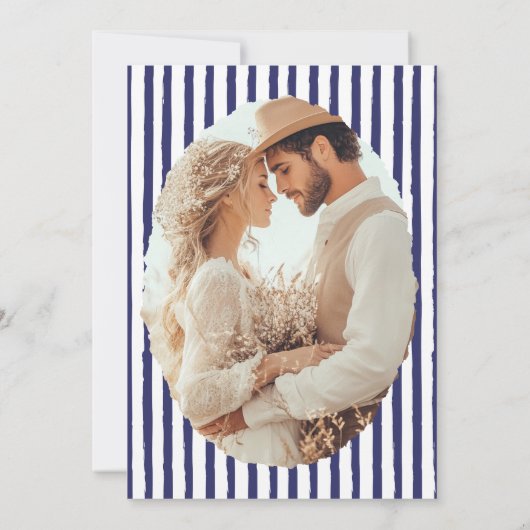 Save The Date Mariage rustique bleu et blanc (Dos)