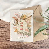 Save The Date Mariage rustique boho à l'herbe de Pampas