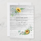 Save The Date Mariage Rustique Boho Tournesol Eucalyptus Photo (Devant)