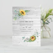 Save The Date Mariage Rustique Boho Tournesol Eucalyptus Photo (Debout devant)