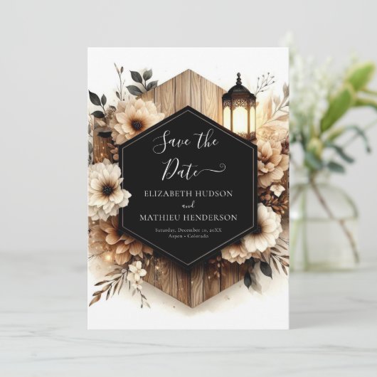 Save The Date Mariage rustique Boho unique (Debout devant)