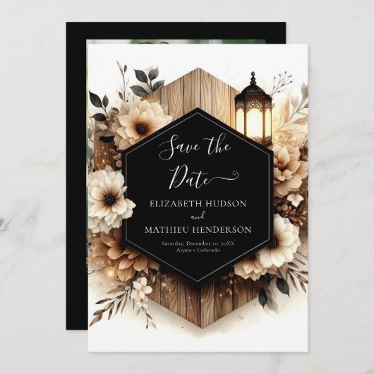 Save The Date Mariage rustique Boho unique (Devant / Derrière)