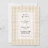 Save The Date Mariage rustique carreaux marron classique Cappucc (Devant)