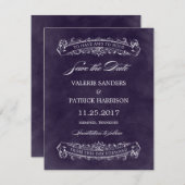 Save The Date Mariage Rustique Chic Enregistrer La Date - Violet (Devant / Derrière)