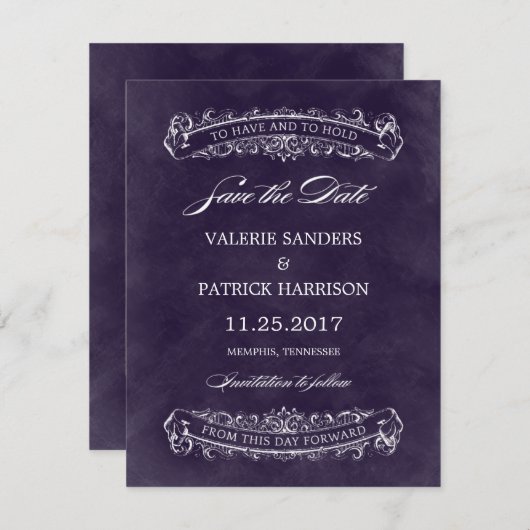 Save The Date Mariage Rustique Chic Enregistrer La Date - Violet (Devant / Derrière)