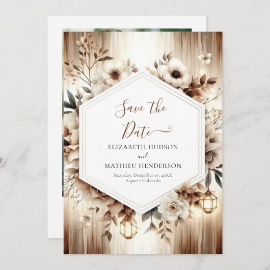 Save The Date Mariage rustique chic imprimable (Devant / Derrière)
