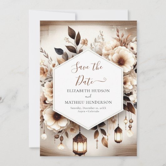 Save The Date Mariage rustique classique romantique (Devant)