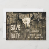 Save The Date Mariage Rustique Crâne De Vache Occidentale Enregi (Devant)