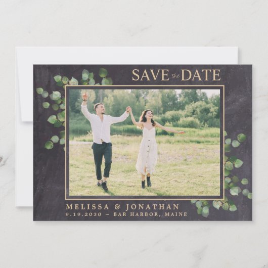 Save The Date Mariage rustique Custom Eucalyptus Green Photo (Devant)