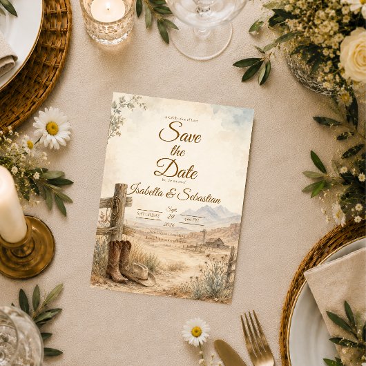 Save The Date Mariage rustique dans le désert occidental
