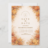 Save The Date Mariage rustique d'automne aux feuilles d'érable (Devant)