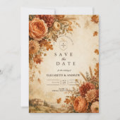 Save The Date Mariage rustique d'automne intemporel (Devant)