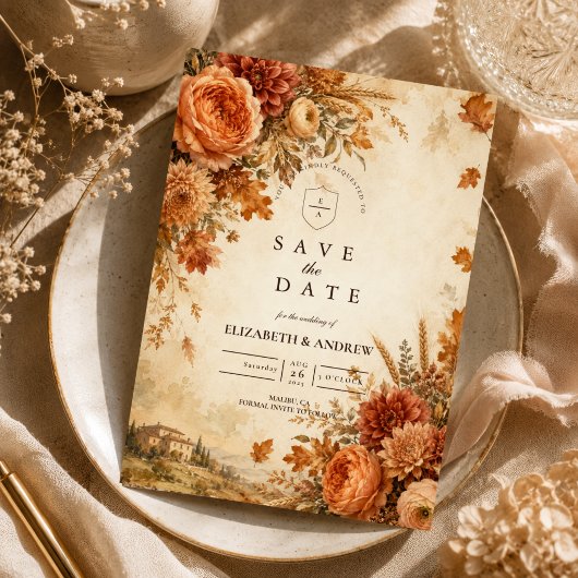 Save The Date Mariage rustique d'automne intemporel