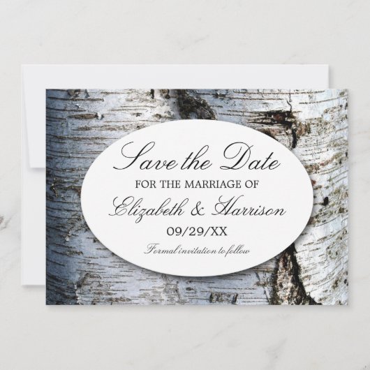 Save The Date Mariage rustique de Birch Tree (Devant)