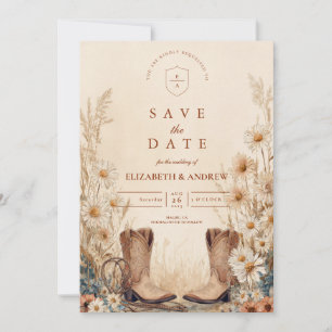 Save The Date Mariage rustique de bottes de marguerite