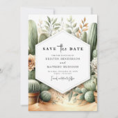 Save The Date Mariage rustique de Cactus du Sud (Devant)