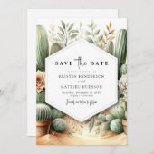 Save The Date Mariage rustique de Cactus du Sud (Devant / Derrière)