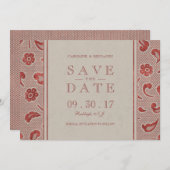 Save The Date Mariage rustique de dentelle rouge Kraft enregistr (Devant / Derrière)