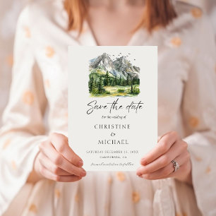 Save The Date Mariage Rustique de la forêt de montagne de bois