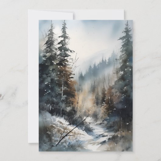 Save The Date Mariage rustique de l'arbre de pin aquarelle (Dos)