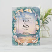 Save The Date Mariage rustique de plage de sable (Debout devant)
