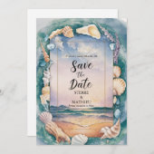 Save The Date Mariage rustique de plage de sable (Devant / Derrière)