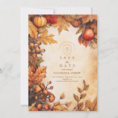 Save The Date Mariage Rustique de récolte d'automne (Devant)