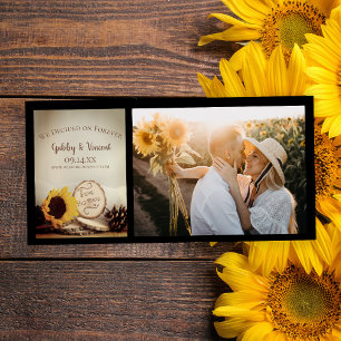 Save The Date Mariage rustique de Tournesol en bois Enregistrer 