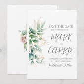 Save The Date Mariage Rustique de Verdure d'Eucalyptus (Devant / Derrière)