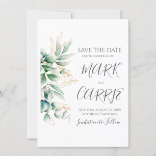 Save The Date Mariage Rustique de Verdure d'Eucalyptus