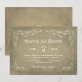 Save The Date Mariage rustique de vigne de millésime or de Champ (Devant / Derrière)