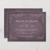 Save The Date Mariage rustique de vigne vintage prune (Devant / Derrière)