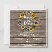 Save The Date Mariage rustique élégant de tournesol (Devant)