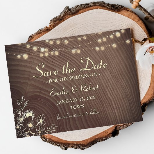 Save The Date Mariage Rustique en Bois de Grange
