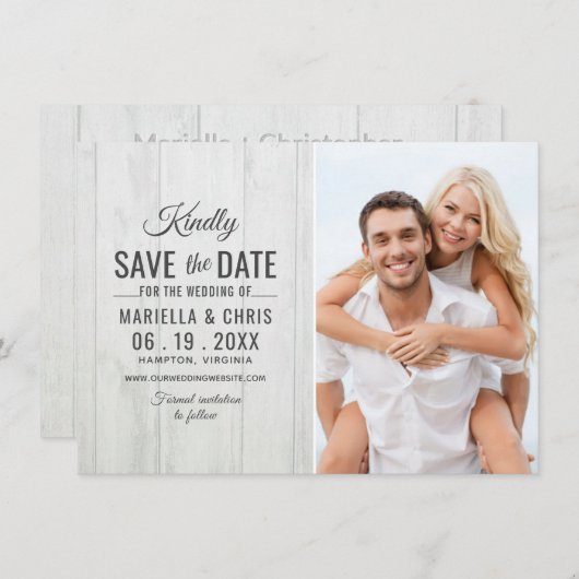 Save The Date Mariage rustique en bois Enregistrer la date Décou (Devant / Derrière)
