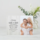 Save The Date Mariage rustique en bois Enregistrer la date Décou (Debout devant)