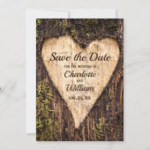 Save The Date Mariage rustique en écorce de bois (Devant)