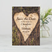 Save The Date Mariage rustique en écorce de bois (Debout devant)